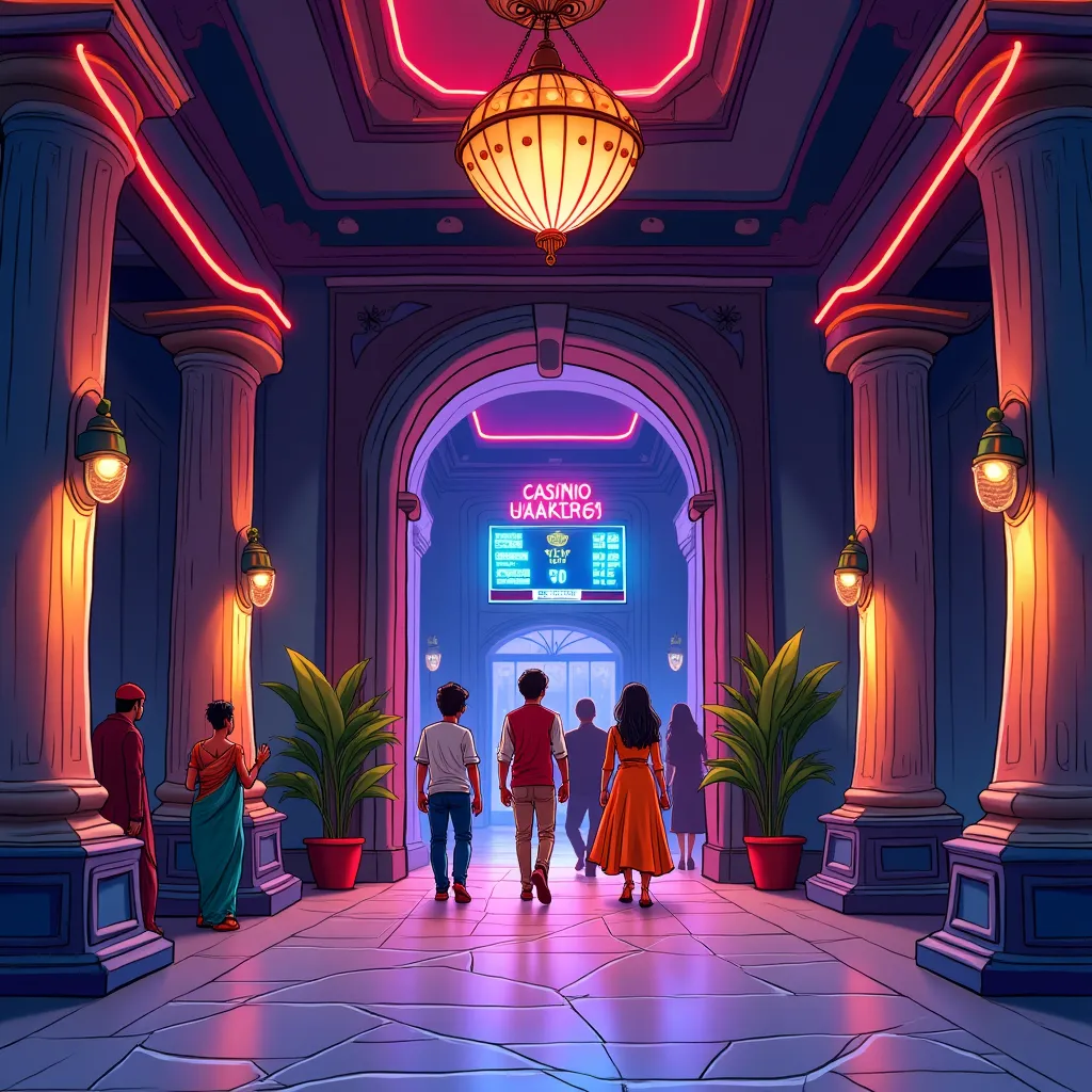 Megapari live casino hero illustration with neon tables
